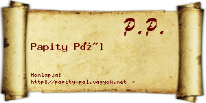 Papity Pál névjegykártya